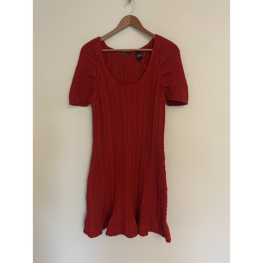 Moda International Red‎ Wool Blend Knit Mini Sweater Dress. Size Small.
